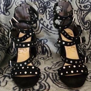 SAM EDELMAN YORK BLACK STUD HEELS size 8 1/2